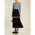 Black Pleated Crepe Midi Skirt OEM/ODM Manufacture Wholesale Fashion Women Apparel (TA7014S)